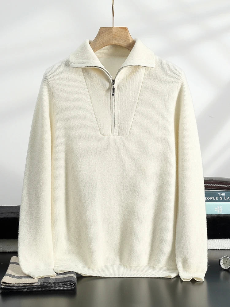 Logan - 100% Cashmere Half-Zip Sweater
