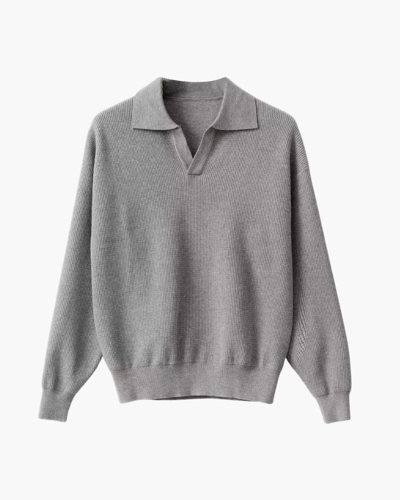 Elias - Textured Knit Polo Sweater