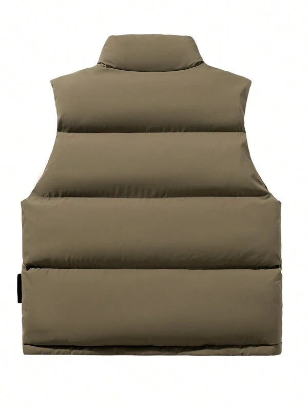 Hugh — Quilted Sleeveless Jacket in Brown