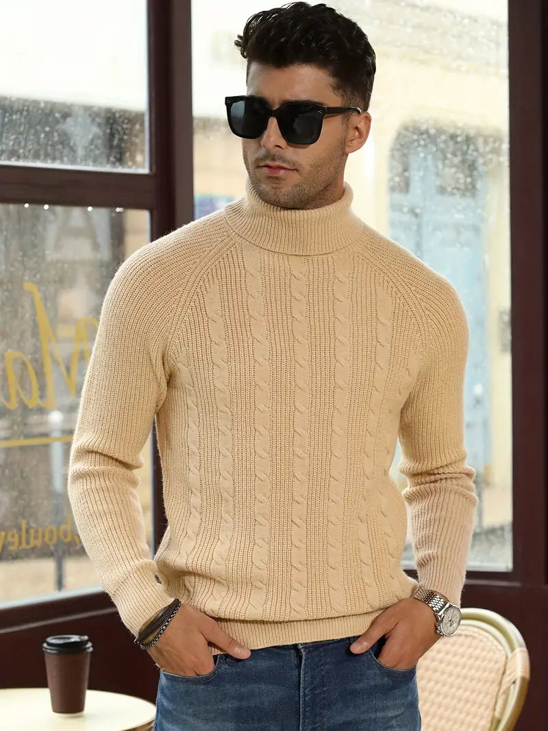 Maison Clément Paris | Pull pour Homme – Pull Classique en Maille Cable Beige Old Money
