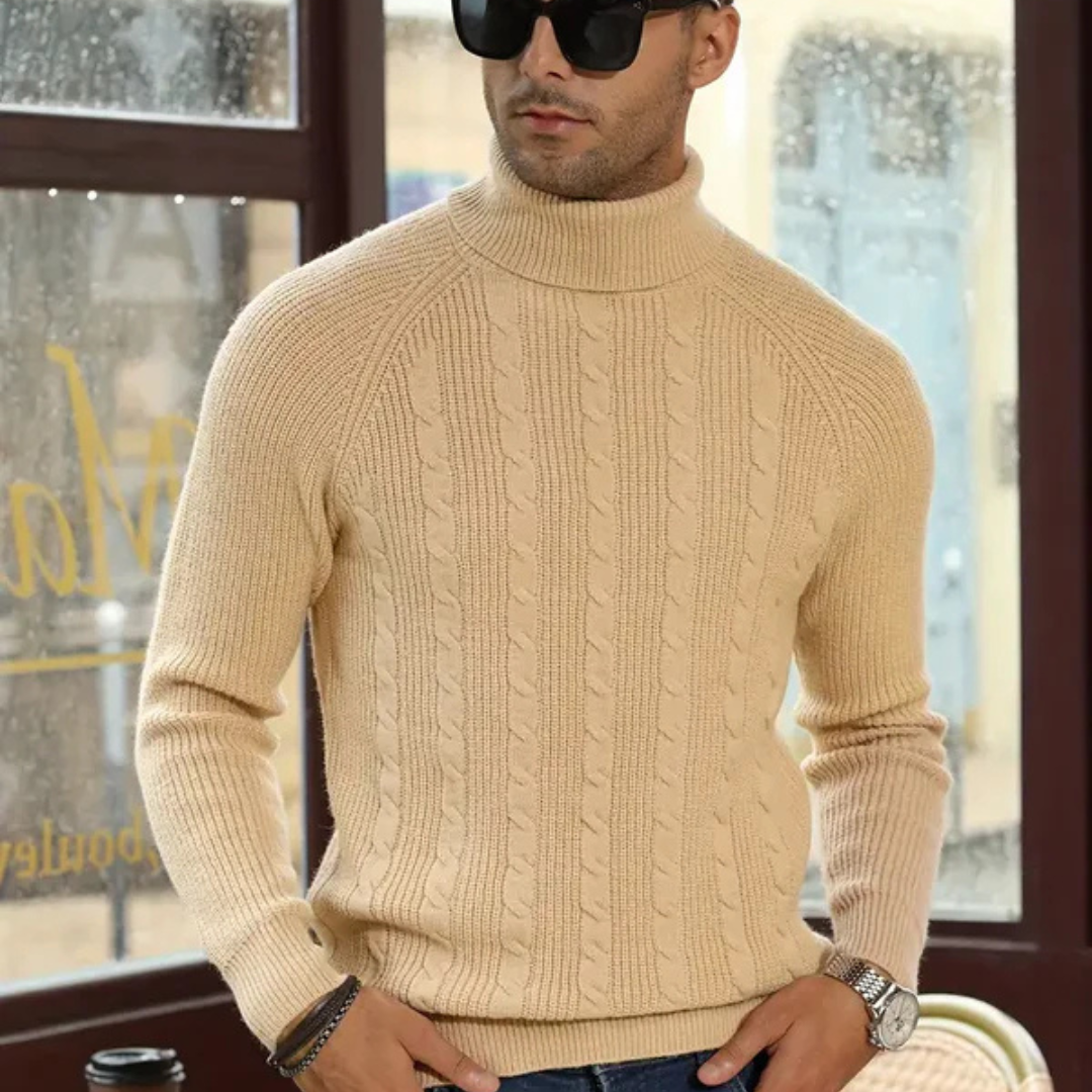 Maison Clément Paris | Pull pour Homme – Pull Classique en Maille Cable Beige Old Money