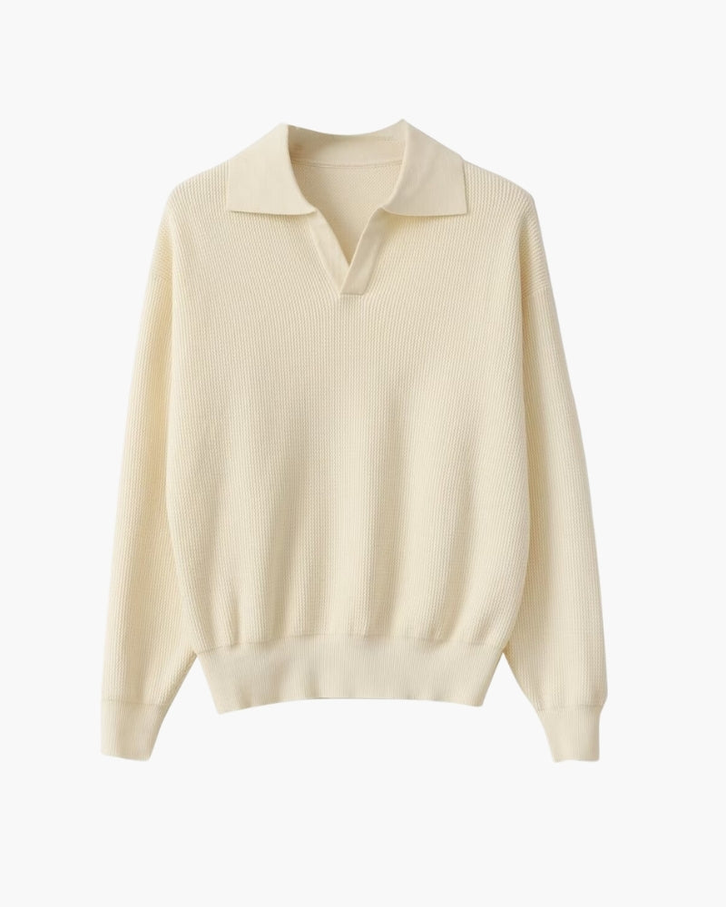 Harlow - Textured Knit Polo Sweater