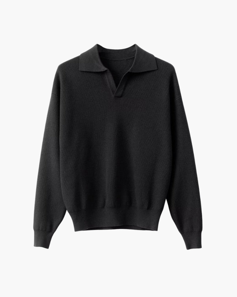 Elias - Textured Knit Polo Sweater